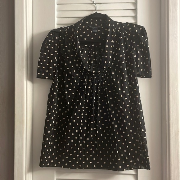 French Connection Vintage Smocked Sheer Polkadot Blouse. LIKE NEW!Size 6,ALine - Picture 1 of 7